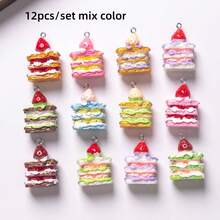 12/24 件逼真的甜点蛋糕吊坠，树脂材料，适用于 DIY 钥匙扣、手链、项链珠宝配饰 - 彩色 - 查看 14
