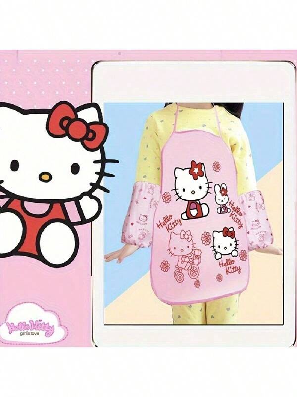 Sanrio Sanrio Cartoon Hello Kitty schattige roze strik schort geschikt voor keuken, tekenschort hoodie