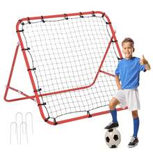 Red de Rebote de Fútbol 120x120CM, Acero Red de Rebote Plegable, Red para Entrenamiento de Fútbol, con Tubo Grueso y Kit de Surtido de Cuerda, para Actividades al Aire Libre, Escuelas - Rojo - Ver 1