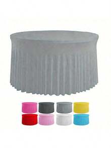 1/2 Pcs 60 Inch Round Elastic Tablecloth, White Table Cover For Wedding, Party, Graduation, Easter Birthday Banquet And Restaurant Decor