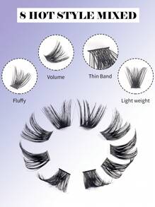 616/512/488pcs Lash Clusters, D Curl, Single Lash Clusters, D Curl 10-16mm Effect DIY Handmade False Eyelashes, Dense Curl, Soft Thick 40W Customizable Eyelash Extension, Ultra-Light False Eyelashes, 10-16mm Mixed Length, 0.07mm D Curl, 32 Rows, Faux Mink, Single Cluster Design, Suitable For Daily Wear, Parties And All Occasions, W04 Thick Cluster False Eyelashes