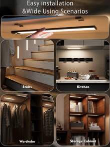 1pc Indoor Lighting, Bulb, Home, Summer, Cabinet Lamp, LED Indoor Motion Sensor Light, USB Rechargeable Cabinet Lamp, Adjustable Light Color Cabinet Lamp, Kitchen, Staircase Wireless Counter Light