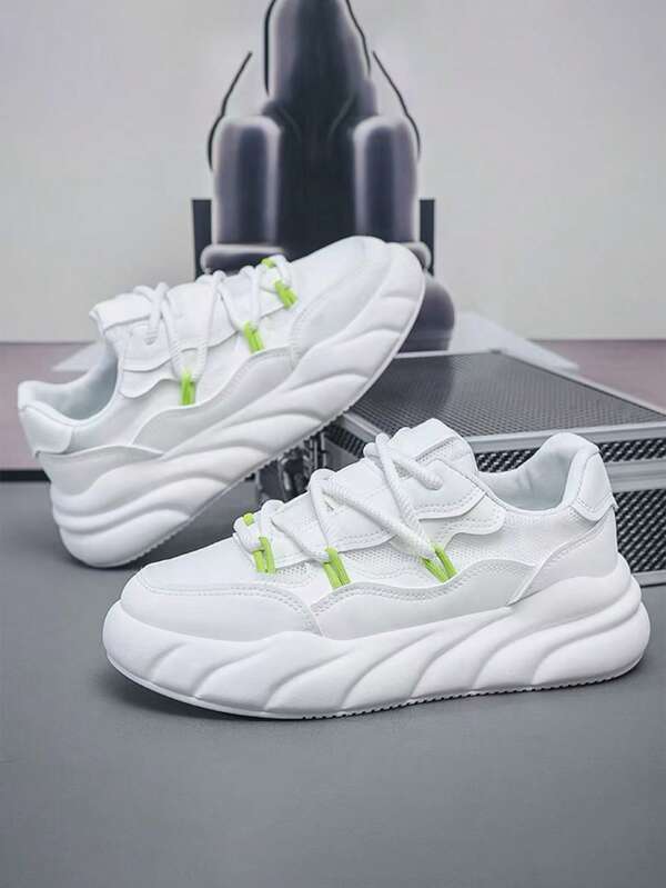 New Men's Casual Sneakers, Chunky Sole High-Top Sporty Increase Height Chunky Sneakers, Fashion