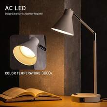 Local Delivery-O'Bright Astrum - LED Desk Lamp With Dual USB Charging Ports, 100% Metal, 270 Degree Swivel Arms, Soft White Light (3000K), Bedside & Home Office Table Lamp, ETL Listed, Black - 白色 - 查看 4