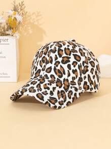1 Pc Women Fashion Leopard Print Cute Decorative Baseball Cap, Multicolor, Suitable For All Seasons