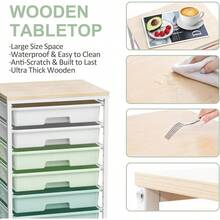 Rolling Storage Cart With Drawers,Utility Cart With 8 Drawers And Wooden Tabletop,Rolling Drawer Cart,Storage Drawer Cart For Living Room,Classroom,Bedroom,Bathroom,Dorm,Office,White