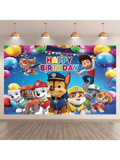 Paw Patrol Autorizado 1 peça Patrulha Canina Festa de Aniversário Bolo Mesa Suprimentos Decorações Pano de Fundo Banner Decoração Perfeita Para Festa de Aniversário Sala Fundo de Parede Pano Cabines de Fotos Adereços de Estúdio 82,7*59,1/59,1*39,4/39,4*29,5 Polegadas