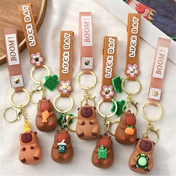 Chaveiro de capivara fofo de anime, acessório feminino fofo, chaveiro para chaves de carro, chaveiro de boneca feminina, presente de feriado