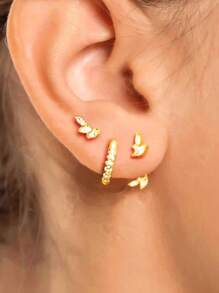 3 Paar Ohrringe im Schmetterlingsdesign aus hypoallergenen Materialien für Frauen, modisches Ohrstecker Set für mehrfache Piercings, Geburtstagsgeschenk, Styling-Accessoire