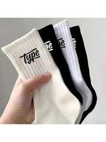 2/6/10/12 szt. TYP Letter Print Skarpety męskie, odporne na zapachy, oddychające, sportowe, codzienne, długie skarpety