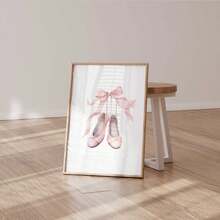 1/3 piezas de arte de pared de bailarina, impresiones de ballet en tonos suaves de rubor sobre lienzo, póster de zapatos de ballet y lazo rosa, decoración para dormitorio, sala de estar o habitación de niña, regalo para ella sin marco - Multicolor - Ver 4