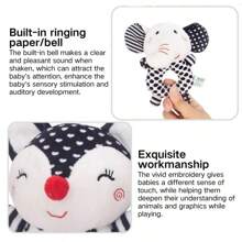 1 Pack Black & White Baby Rattles, Newborn Handcart Toys Soft Elephant & Fox Loop Toys, Hanging Type Infant Toys With High Contrast Black & White Animal Tambourine Music Toys Early Learning Toys For Boys And Girl Aged 0 3 6 12 Months, Gift
