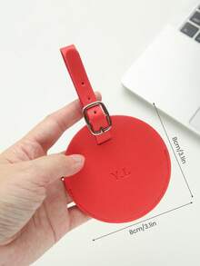 Takeoak 1pc Personalized Initials Luggage Tag For Suitcases Customized Monogram Name Round Luggage Tags With Privacy Name Card Custom Vegan Leather Tag Travel Bag Backpack Tags Gift TagsTravel Accessories Handmade Chic Travel Gift Birthday Bridesmaid Gifts For Friends - Multicolor - View 7