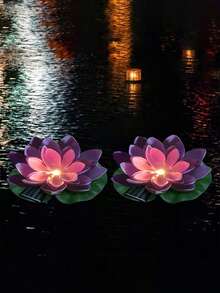 ضوء اللوتس الطافي بطاقة الطاقة الشمسية LED ،IP44 ديكور حمام السباحة محاكاة ضوء اللوتس LED بثلاثة ألوان (أصفر + وردي + أبيض)، ديكور المكتب والفناء والحديقة والزفاف والبركة والمناظر الطبيعية، أضواء الطاقة الشمسية للخارج