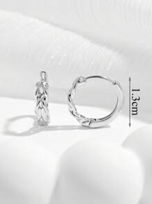 1 Pair Fashionable Minimalist Elegant 925 Sterling Silver Twisted Geometric Design Earrings, Gift For Women, Suitable For Wedding, Date, Party