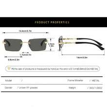 1 Pair Men's Classic Rectangular Rimless Luxury Fashion Eyeglasses, Suitable For Daily Life And Outdoor Travel Accessories Back To School Fashionable Preppy School Look - Gold - View 7