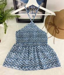 Women's Top With Prints, Casual Daily Wear, For The Summer Beach - 薄荷藍 - 查看 1