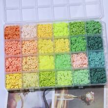 4200 piezas de cuentas de arcilla para hacer pulseras, kit de 28 colores, cuentas redondas planas de arcilla polimérica tipo espaciador "heishi" para la fabricación de joyas, para niñas
