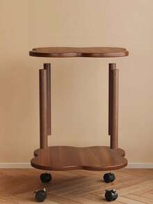 1pc Vintage Industrial Rolling Edge Table - Space-Saving Movable Side Table With Locking Casters, Suitable For Small Spaces | Multifunctional Nightstand, Coffee Table And Plant Stand | Farmhouse Apartment Decor - Multicolor - View 6