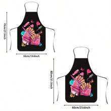 1pc Colorful Butterfly & Lipstick Printed Apron, Durable Polyester Material Suitable For Cooking, Grilling, Gardening, Painting, Nail Art, Unisex For Indoor & Outdoor Use