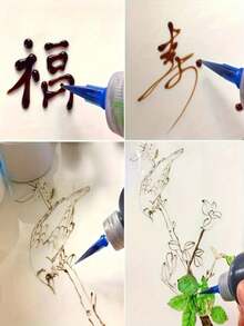 8 件套塑料挤压瓶套装，配有各种喷嘴头 - 多用途，适用于蛋糕装饰、甜点烘焙和艺术绘画圆形、无香型、可手洗 - 工艺和烹饪工具 - 彩色 - 查看 5