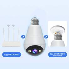 Ampoule caméra WIFI 1080P 2,4 G, caméra IP panoramique intelligente mini HD 360°, E27 intérieure/extérieure, surveillance dôme 2,4 G, moniteur bébé/animal de compagnie, audio bidirectionnel, détection de mouvement avec alarme, compatible avec téléphone 5G, ordinateur, iPad