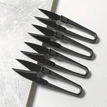 DIY Handmade Scissors - Black U-Shaped Scissors, Sewing Scissors, Woolen Scissors, Handmade Cross Embroidery Scissors Multi Functional Trimmer, Essential Home Tool