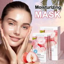 5/10片装 蜜桃烟酰胺焕肤面膜，精选蜜桃提取物，蕴含维生素，改善血液循环，紧致保湿，清洁补水面膜，令肌肤水润嫩滑有弹性，提升肌肤水分活力，调节水油，修复暗沉肌肤，深层修复面膜，男女适用，适合所有肤质 - 彩色 - 查看 5