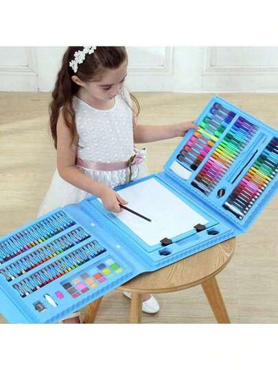 208pcs/Set Student Painting Tool Combo Set, Watercolor Pens & Markers, Washable (Random Pattern Accessories & Colors, Not Limited To The Shown Style), Beginner Drawing Set, Christmas Gift, Back To School Gift, Graduation Gift, Campus Supplies, Home Party Small Gift
