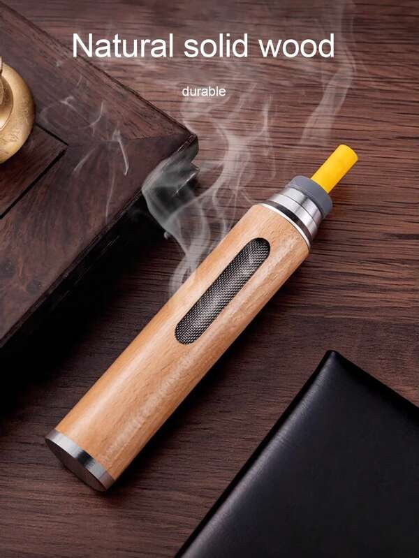 1pc Portable Wooden Ashtray, Car Ashtray, Handheld Mini Ashtray, Portable Cigarette Extinguisher, No Ash Falling, Durable & Fashionable, Travel Storage Ashtray, Suitable For Various Scenarios, Suitable For Regular, Medium, And Thin Cigarettes, Prevent Ash From Falling, Suitable For Office And Car Use, Suitable For Outdoor, Indoor, And Car Smoking, Easy To Use, A Birthday And Holiday Gift For Smokers. The Product Does Not Contain Any Tobacco Components.