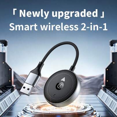 Wireless CarPlay Wired To Wireless CarPlay Adapter Auto Connect Car Intelligent Systems Plug&Play Bluetooth Smart CarPlay For IPhone,Android (Function: Wired Carplay/Android Auto To Wireless Carplay/Android Auto) (Suitable For The Original Car Screen.)