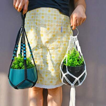 Productos de macramé bohemios hechos a mano, colgador de plantas corto de macramé para colgar en la pared, soporte para macetas para carnificidad