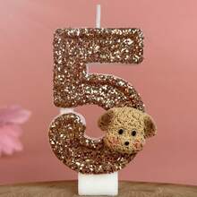 Velas con número en color café con estilo "Ins", velas decorativas de cumpleaños con perrito lindo para decoración de mesa - Marrón - Ver 8