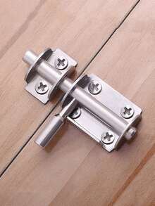 1/2pcs Stainless Steel Door Latch, Vintage Thickened Surface Mount Door Bolt, Suitable For Bathroom, Wooden Doors & Windows, Security Door Latch, Left & Right Bolt, Screw Mounted Installation - Silver - View 3