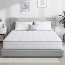 Pocket Spring Mattress (Height 20/22 Cm) 90x200/120x200/140x200/160x200 7-Zone Orthopedic Mattress With Comfort Foam, Fabric With A Soft Surface, Mattress For Adults, Medium Firmness (H3) - Xanh và trắng - Xem 6