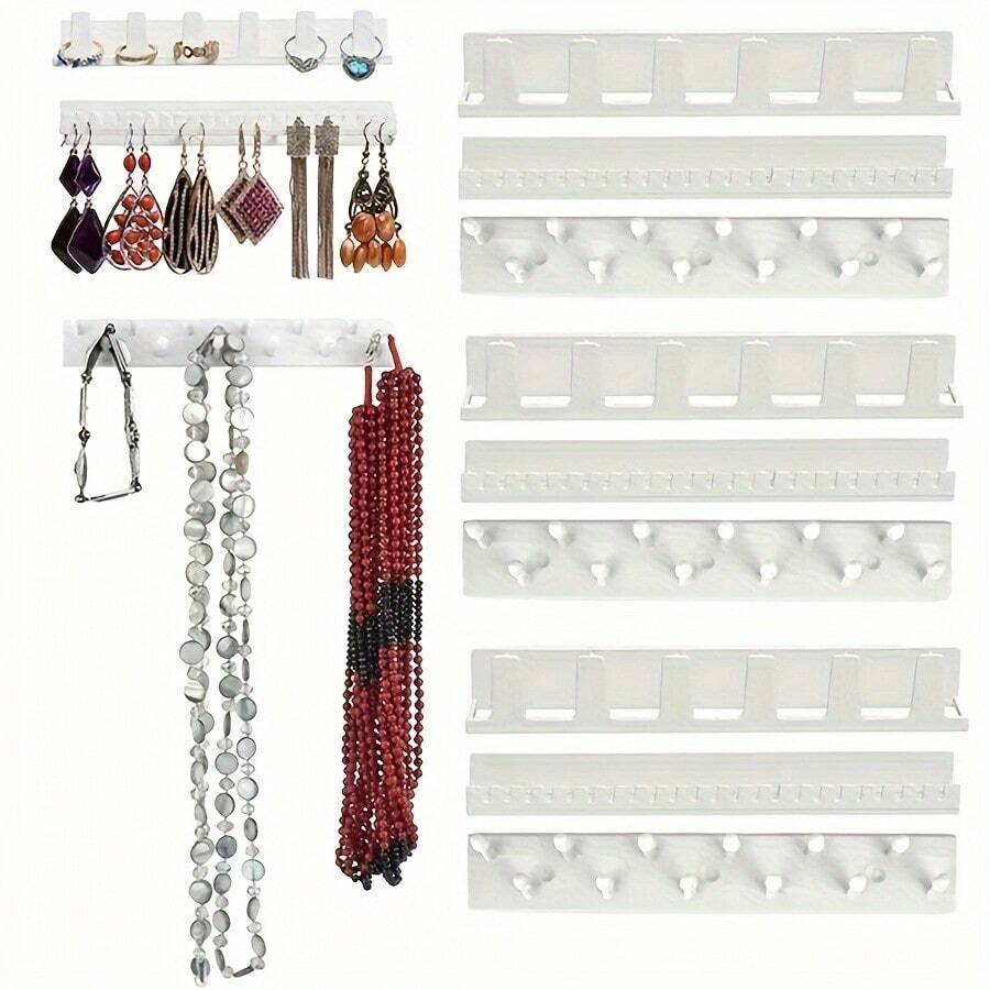 9 Pack Jewelry Holder Storage Hooks Adhesive Stick Wall Hanging Suitable For Ring Necklace Bracelet Display For Women Storage Organizer Travel Essentials Back To School Dormitory Storage