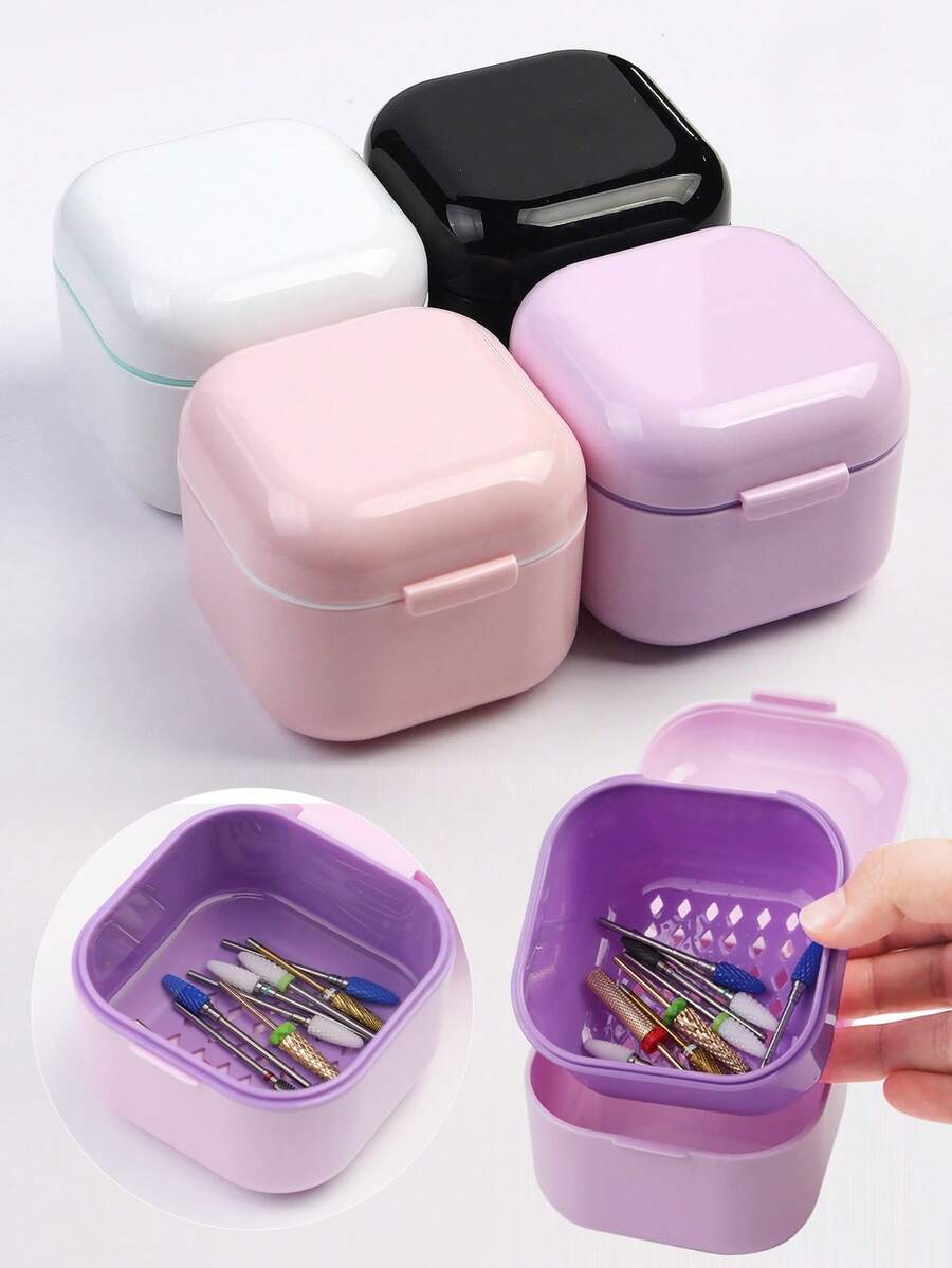 1pc Nail Drill Bit Storage & Disinfection Box, Nail Accessory Preservation, Display, Disinfection, Cleaning Empty Box - Multicolor - View 1