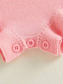 First Birthday Outfit Girl Sleeveless Bow One Embroidered Crochet Knit Romper Baby Girl 1st Birthday Clothes Summer One Piece - 粉色 - 查看 5