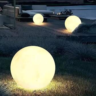 Lámpara LED de jardín en forma de bola, lámpara de césped para exteriores, iluminación paisajística impermeable con carga solar, lámpara de piso para el hogar, decoración de fiestas, bola luminosa para patio, césped, jardín, decoración exterior, iluminación y ambiente paisajístico.