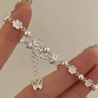 纯银蝴蝶桃花手链女款轻奢高端小众气质时尚手链送闺蜜最火手链
