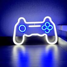 1pc Game Controller Neon Light Sign, Battery Or USB Powered, Alien, Star, Thunder, Lightning Flame Neon LED Decorative Light For Gamer Room Decor, Live Streaming, Party, Home, Wall Decor, Christmas