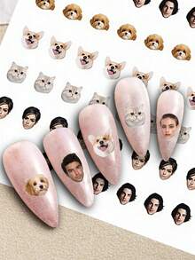 1pc Custom Face Nail Sticker, Custom Nail Decals, Personalized Custom Photo Nail Waterproof Decals, 0.8*0.8cm Nail Tattoo, Fashionable Nail Art, Custom Nail Decals, Custom Face Sticker, Personalized Christmas Gift, Nail Sticker Practice Sheet Christmas Beauty Accessories Nail Supplies Nails - Multicolor - View 2