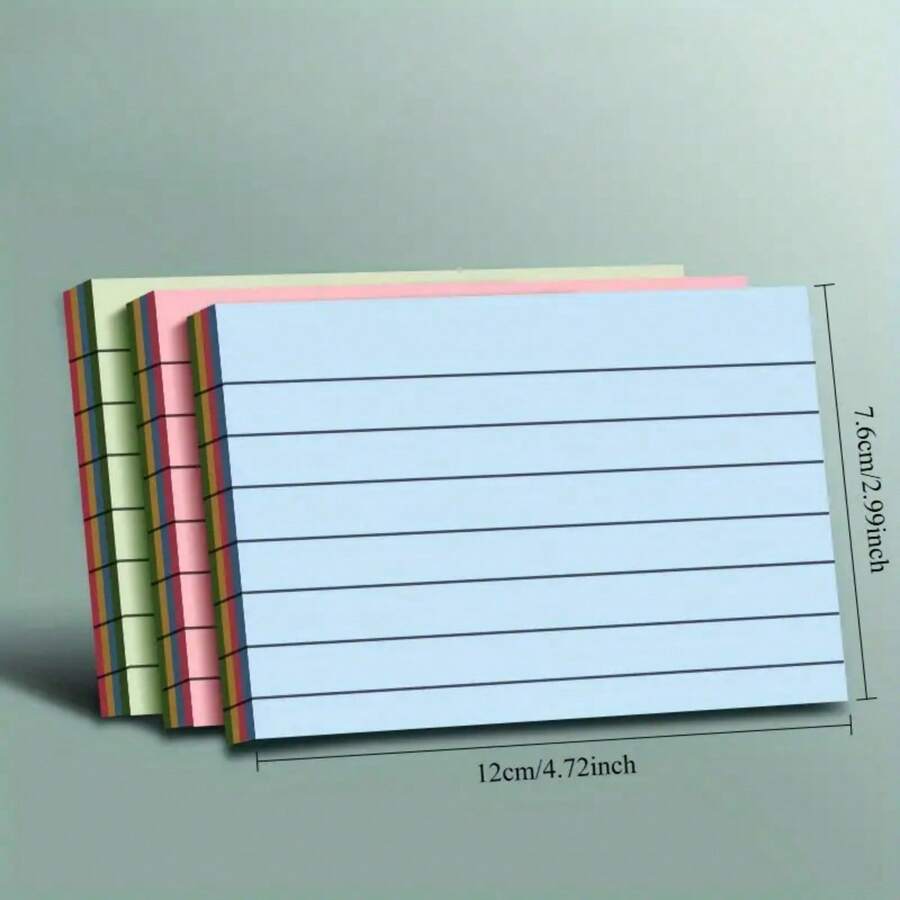 1 pieza 100 hojas de notas adhesivas de colores, pegatinas de notas, pegatinas de etiquetas, cuaderno pequeño de oficina con adhesivo rayado, útiles escolares - Multicolor - Ver 1