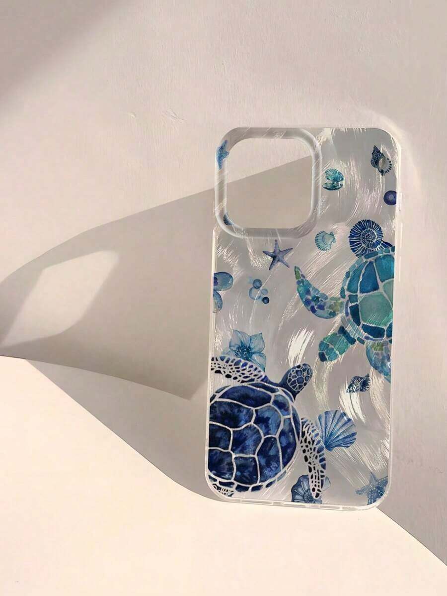 Funda para teléfono (1 unidad) transparente, suave y brillante, con estampado de tortuga marina, resistente al agua, a las huellas dactilares y a los arañazos. Ideal para el verano. - Multicolor 3 - Ver 1