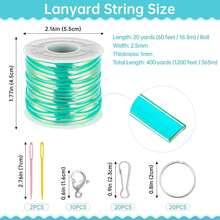 Lanyard String, 20 Rolls Gimp String, Plastic String Lacing Cord, Boondoggle String Kit 1200 Feet And 52Pcs Keychain Lanyards Accessories For Keychain Crafts, Bracelet With Instruction Box - Multicolor - View 6