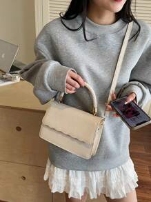 Bolso cuadrado cruzado de hombro de gran capacidad, unicolor, de estilo minimalista y moderno para mujer