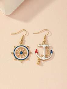 2 件套光滑锚形优雅时尚耳环，独特个性化女士小耳钉