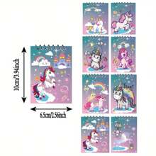 8 Pcs/Set Cute Cartoon Unicorn Spiral Notebook, With Star, Cloud & Heart Designs, Mini Portable Student Diary, Suitable For Journaling, Gift Choice, Spiral Binding, Back To School Notebook
