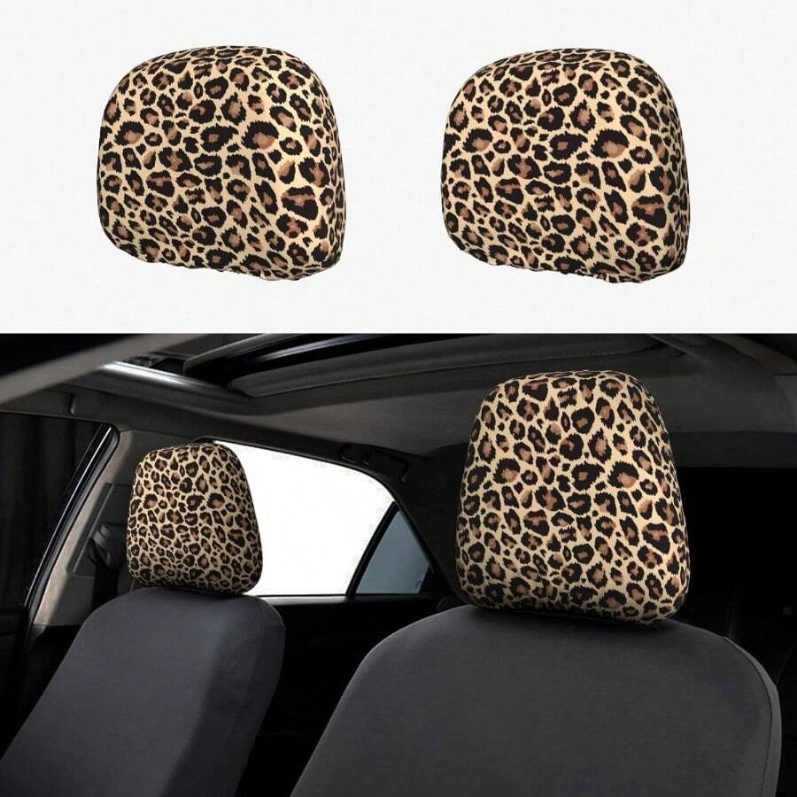 GEOXSCheetah Print Car Seat Headrest Covers Universal Size Soft Breathable Leopard Car Accessories 2 Packsd1i1styn4s1m2 - CheetahPrint - View 1