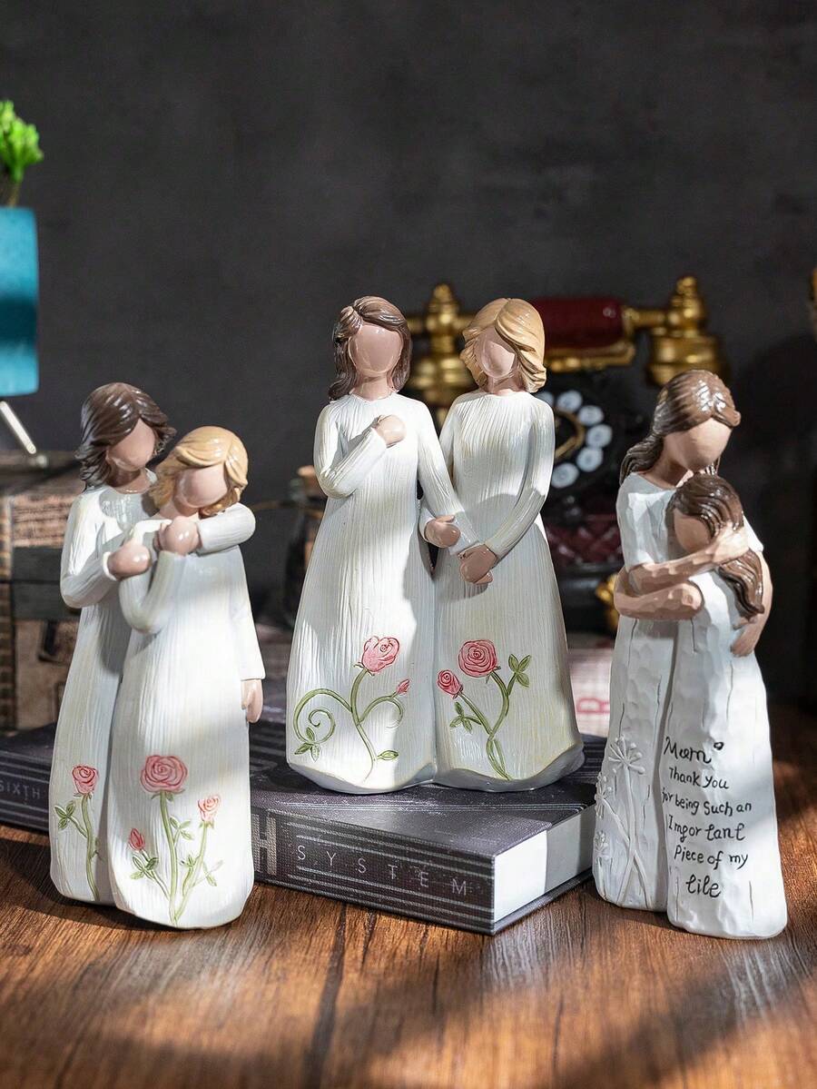 1pc Mother-Daughter Figurine Decor Ornament - Multicolor - View 1
